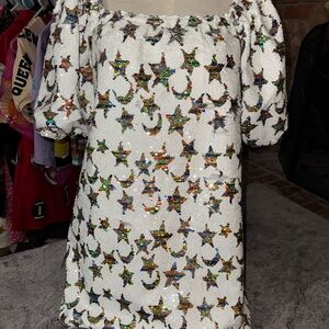 Buddy Love White Sequin Star Mini Dress